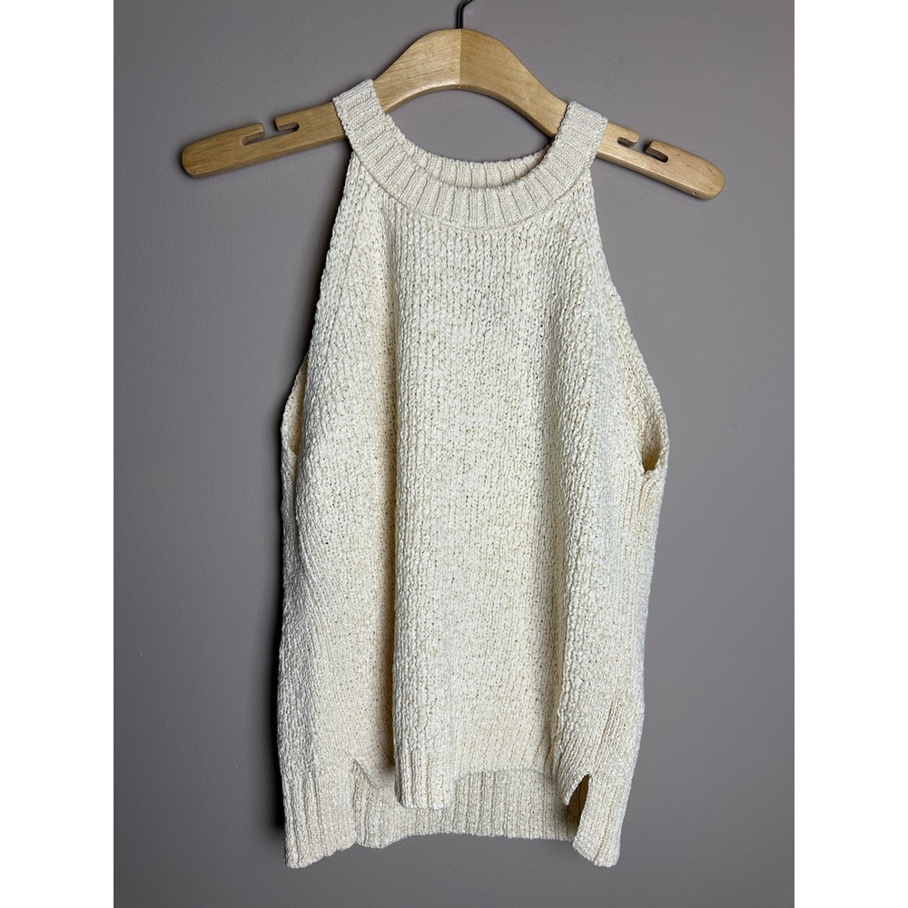 J.Crew Womens Ivory Cream Knit Halter Sleeveless Sweater Top Size Medium